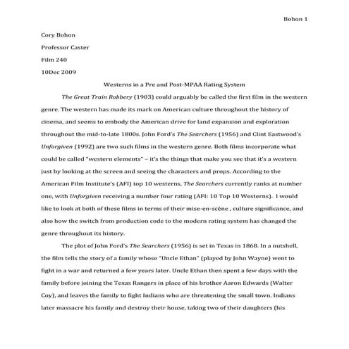 Westerns In A Post MPAA Rating System