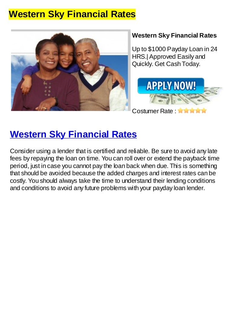 Western sky financial rates