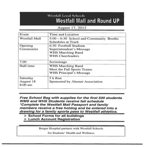 Westfall Mall Flyer