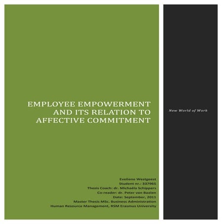Westgeest (2011) employee empowerment and its relation t