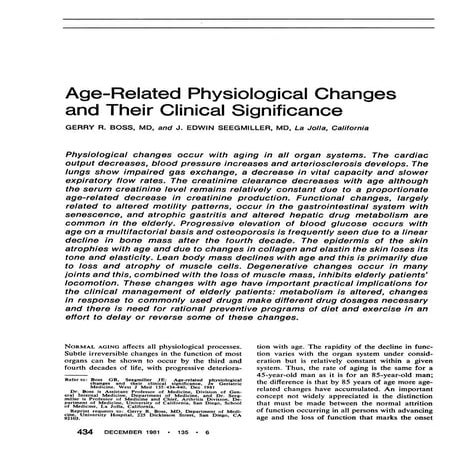 Age-Related Physiological Changes and Their Clinical Significance