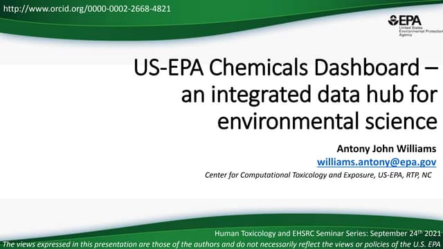 US-EPA Chemicals Dashboard – an integrated data hub for environmental science