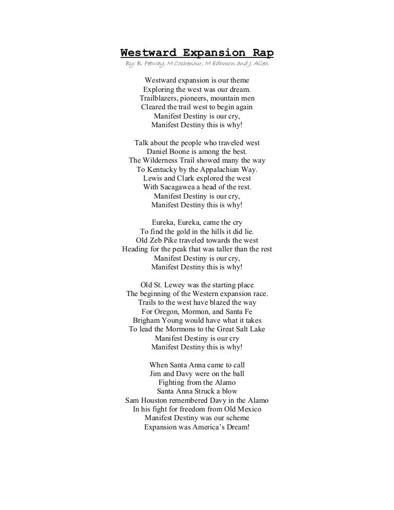 Westward Expansion Rap Jul 1942 og er 78 år. westward expansion rap