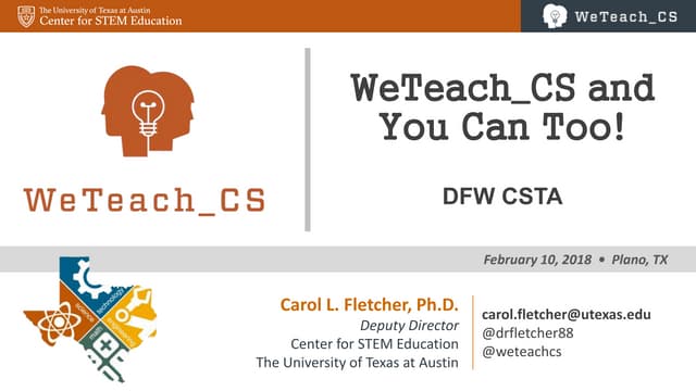 WeTeach_CS and You Can Too!  DFW CSTA