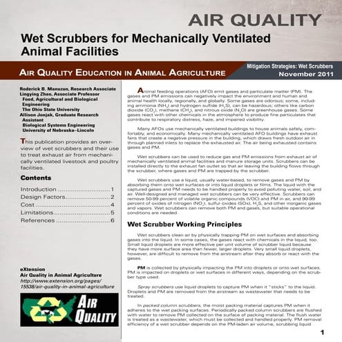 Wetscrubbers for Mechanically Ventilated Animal Facilities