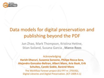 Data models for preserving and publishing digital research material beyond th...