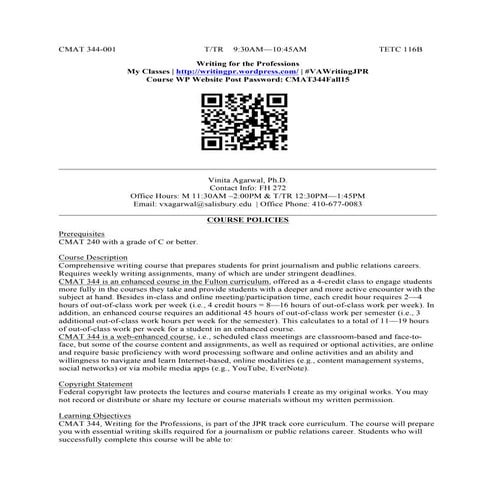 Writing for the Professions Syllabus