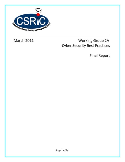 2011 FCC CSRIC WG2A Cyber Security ...