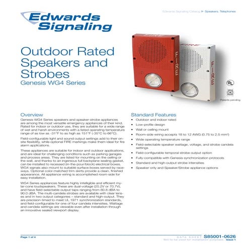 Edwards Signaling WG4RF-SVMC Data Sheet
