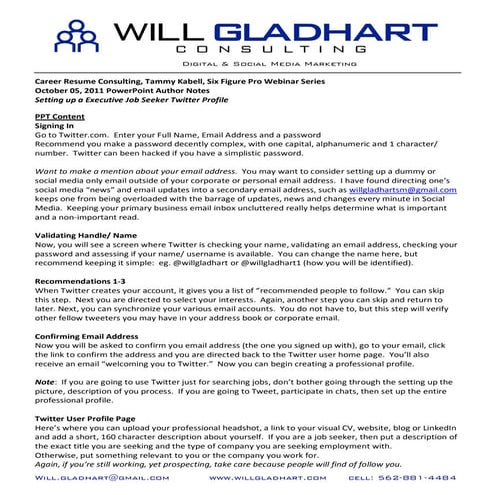 CRC Six Figure Pro Webinar Series, Twitter for Executive Job Seekers