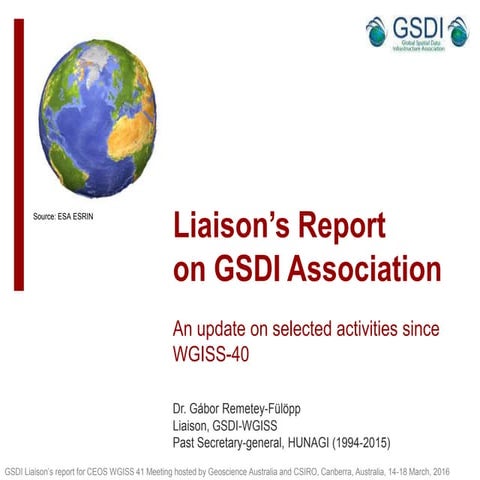 WGISS 41 Meeting GSDI Presentation