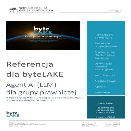 Agent AI (LLM) dla Grupy Prawniczej (WGPR, byteLAKE)