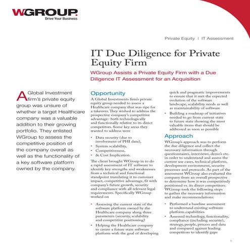 IT due diligence for private equity firm