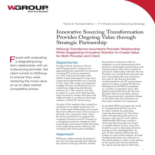 Innovative sourcing transformation provides ongoing value through strategic p...