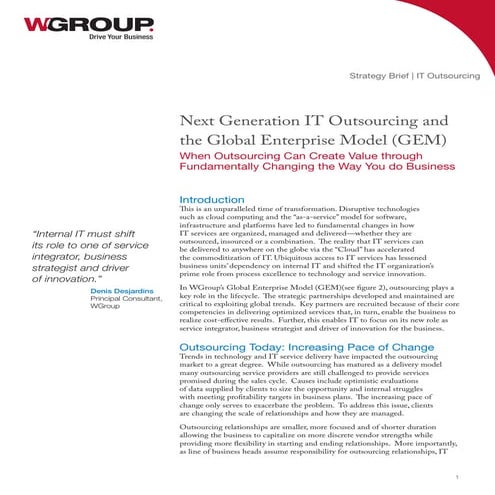 Next generation IT outsourcing and the global enterprise model (GEM)