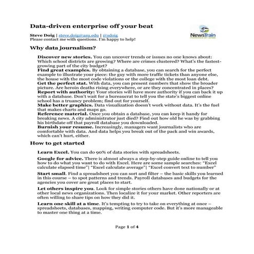 Data-driven enterprise off your beat - Steve Doig - Seattle NewsTrain - 11.11.17