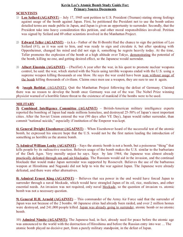 Atomic Bomb Primary Source