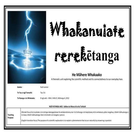 Whakanuia te rerekētanga - Integrated Science plan Year 6-8