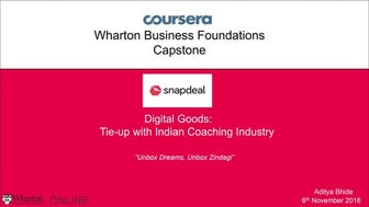 Wharton Online Capstone Project- Snapeal