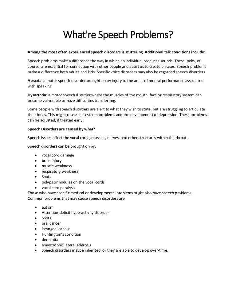 What're Speech Problems?