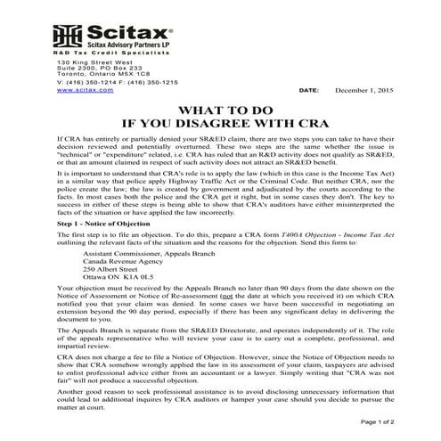 What To Do If You Disagree With CRA