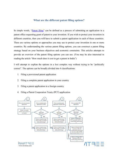 What are-the-different-patent-filing-options-invn tree