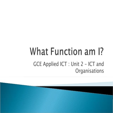 What Function Am I | PPT | Business Accounting & Finance | Business