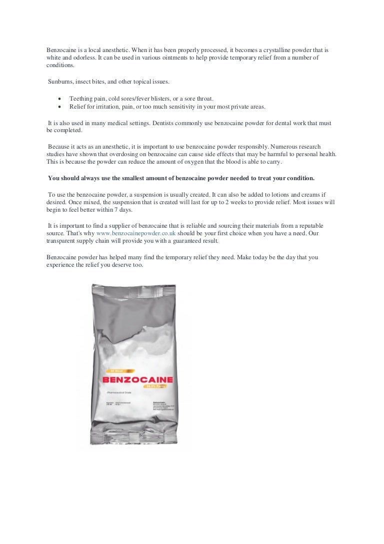 What is benzocaine and where to buy?
