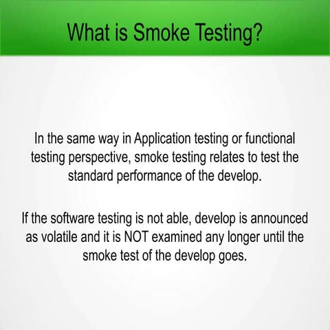 What is-smoke-testing ? | PPT