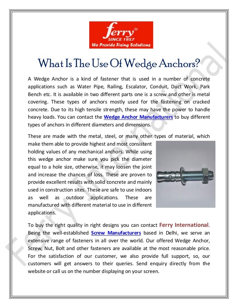 What Is The Use Of Wedge Anchors?