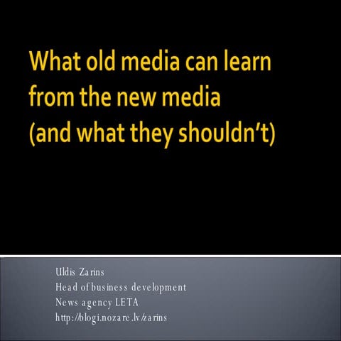 What old media can learn from the new media (and what they should not) - Barcamp Baltics 08