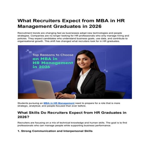 What Recruiters Expect from MBA in HR Management Graduates in 2026 | PDF