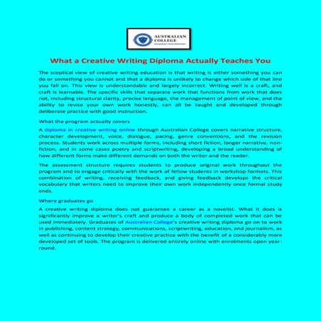 What a Creative Writing Diploma Actually Teaches You | PDF
