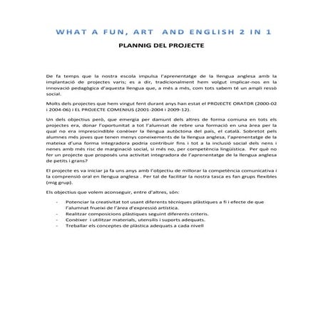What a fun planning del projecte en anglès