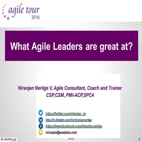 Agile Tour 2016 Chennai - What agile leaders are great at by Niranjan Nerlige