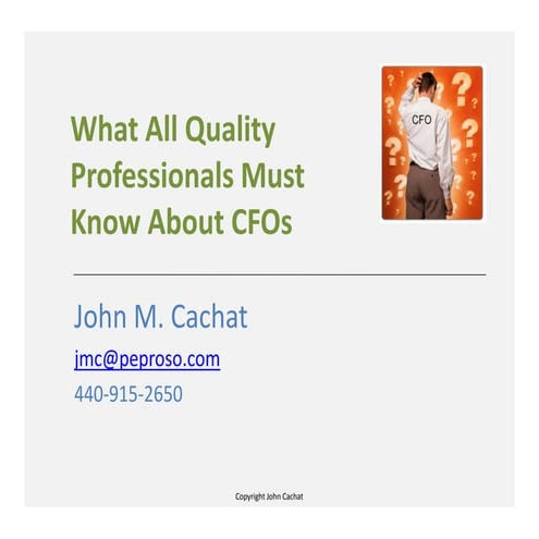 What all quality professionals must know about cf os  april 2013