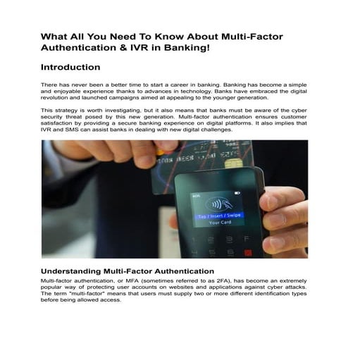 What All You Need To Know About Multi-Factor Authentication & IVR in Banking!