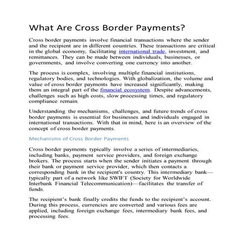 What Are Cross Border Payments?.........
