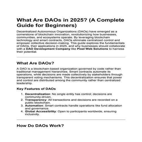 what are daos in  2025 for Crypto Startups and Entrepreneurs.pdf