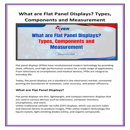 What are Flat Panel Displays Types, Components and Measurement - VIEW.pdf