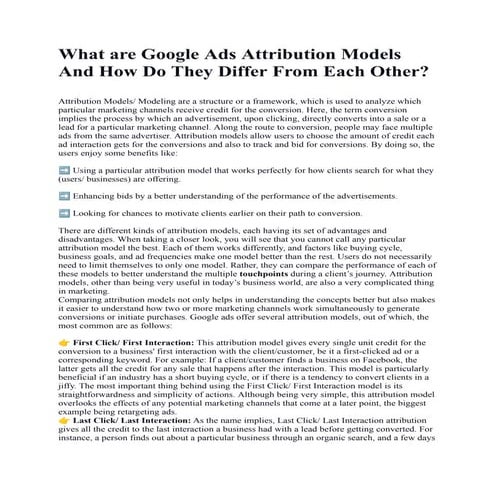 What are Google Ads Attribution Models And How Do They Differ From Each Other...