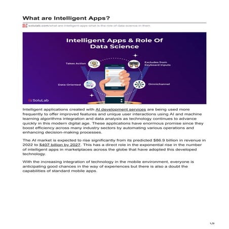 What are intelligent apps? What is the role of data science in them?