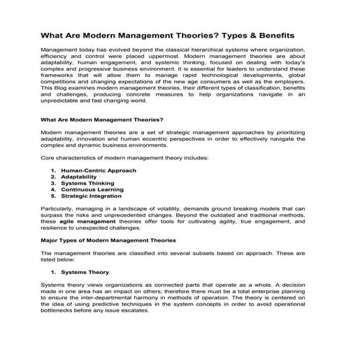 What Are Modern Management Theories-APAC Entrepreneur