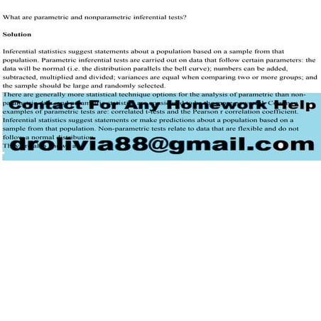 What are parametric and nonparametric inferential testsSolution.pdf