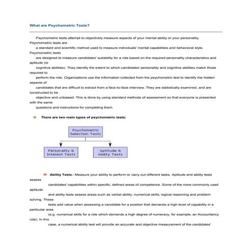What are psychometric tests