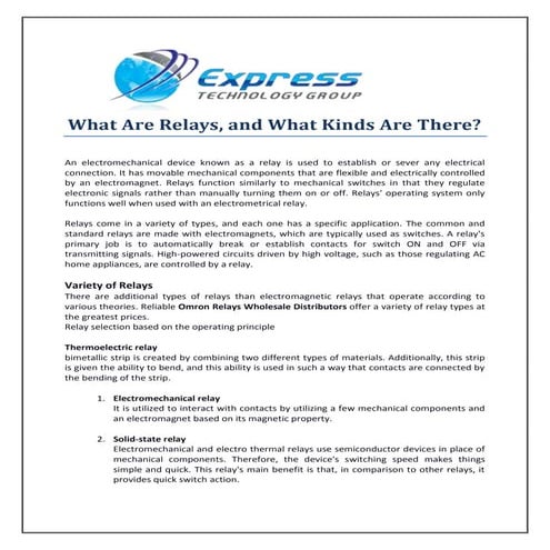 What Are Relays, and What Kinds Are There.pdf