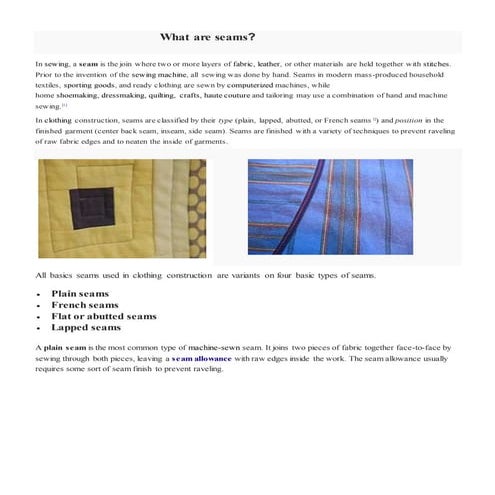 SEAMS AND THEIR TYPES | PPTX