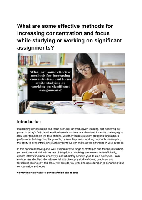 What Are Some Effective Methods For Increasing Concentration And Focus What Are Some Effective Methods For Increasing Concentration And Focus