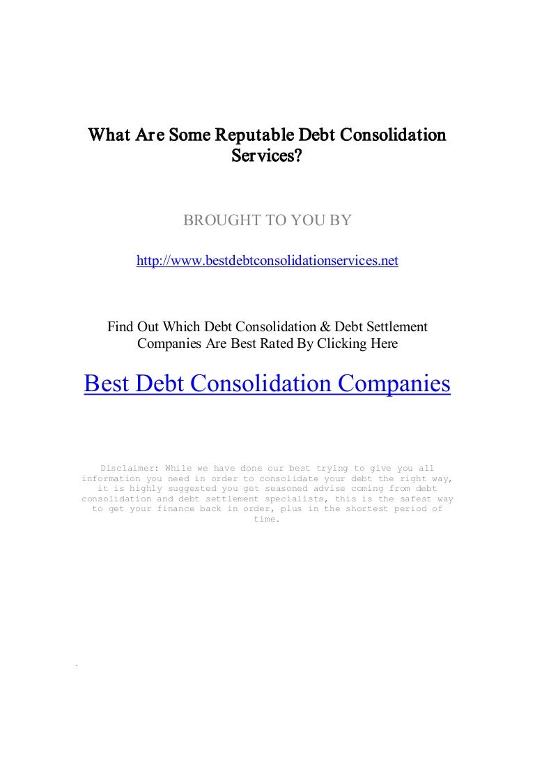 What Are Some Reputable Debt Consolidation Services