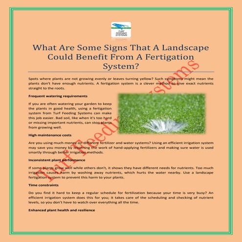 What Are Some Signs That A Landscape Could Benefit From A Fertigation System